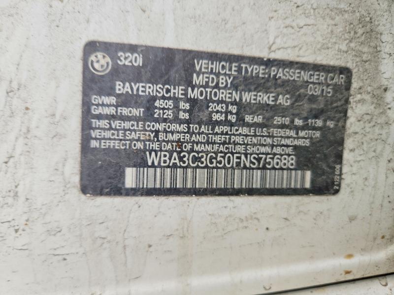 Aukcja sprzedaży 2015 Bmw 320, vin: WBA3C3G50FNS75688, numer aukcji: 62465436