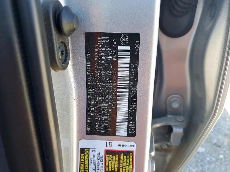 2024 Toyota Camry მანქანა იყიდება აუქციონზე, vin: 4T1R11AK1RU912275, აუქციონის ნომერი: 59846996