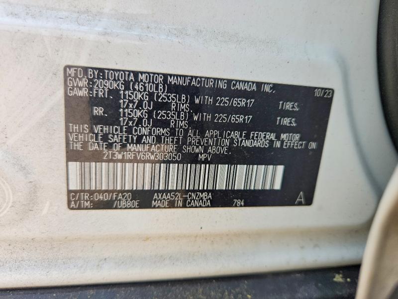 62023896 :رقم المزاد ، 2T3W1RFV6RW303050 vin ، 2024 Toyota Rav4 مزاد بيع