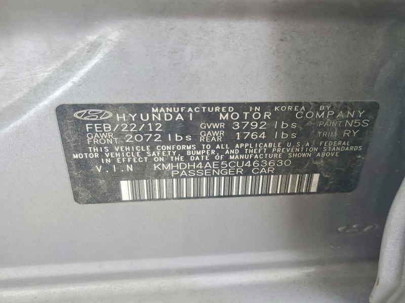 Продаж на аукціоні авто 2012 Hyundai Elantra, vin: KMHDH4AE5CU463630, номер лоту: 59678616