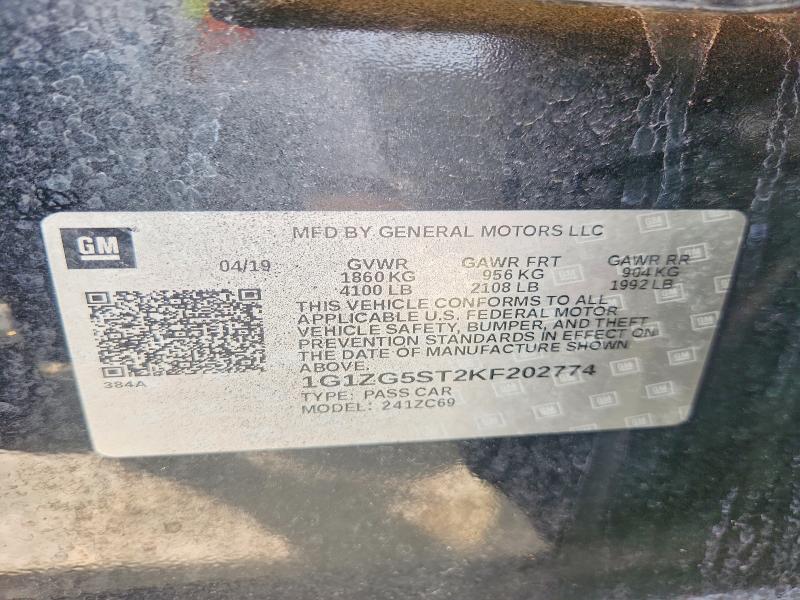 61041436 :رقم المزاد ، 1G1ZG5ST2KF202774 vin ، 2019 Chevrolet Malibu مزاد بيع