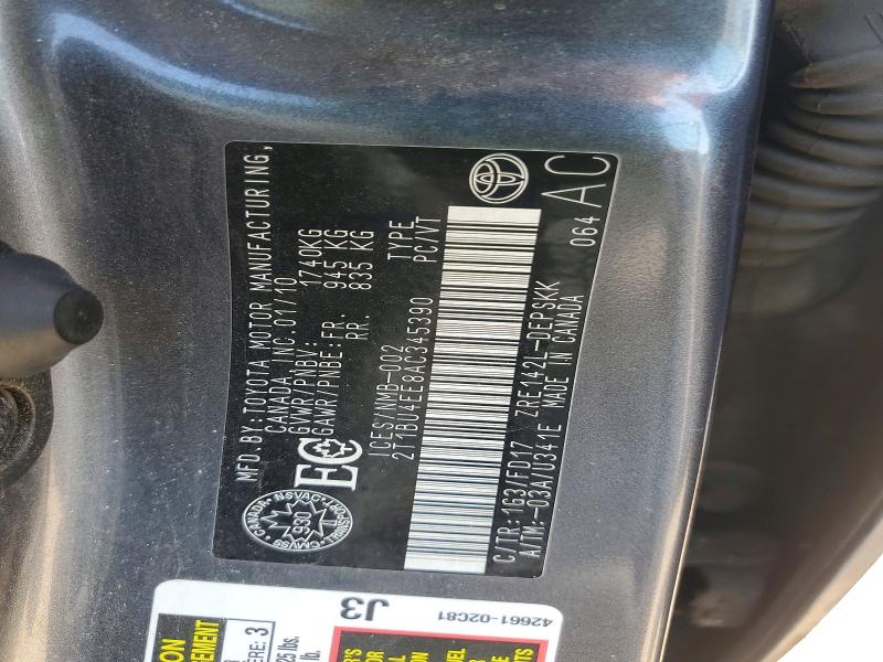 Aukcja sprzedaży 2010 Toyota Corolla, vin: 2T1BU4EE8AC345390, numer aukcji: 61320896