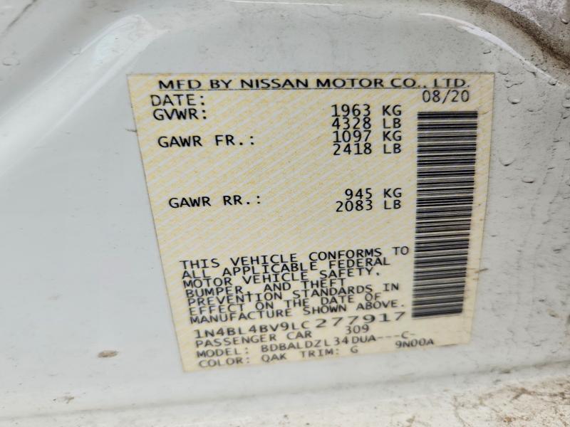 Продаж на аукціоні авто 2020 Nissan Altima, vin: 1N4BL4BV9LC277917, номер лоту: 63223626
