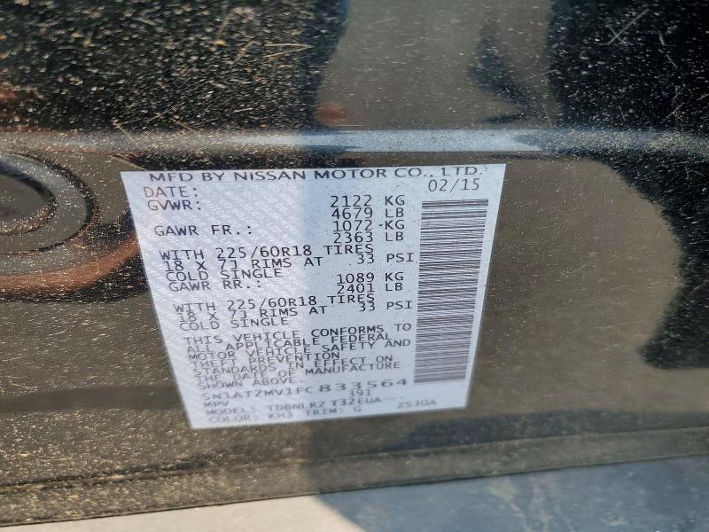 62158566 :رقم المزاد ، 5N1AT2MV1FC833564 vin ، 2015 Nissan Rogue مزاد بيع