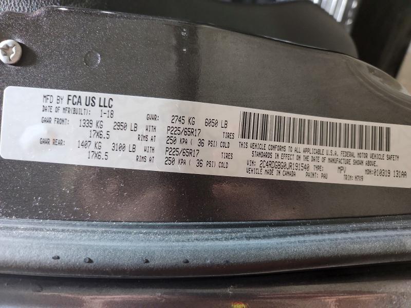 Aukcja sprzedaży 2018 Dodge Grand Caravan, vin: 2C4RDGBG0JR191540, numer aukcji: 62400826