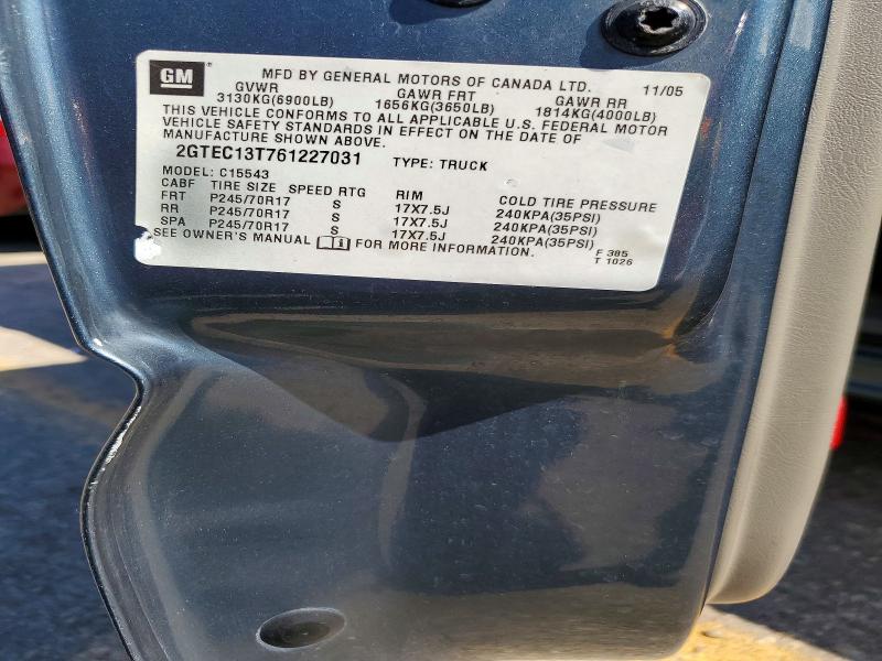 2006 Gmc New Sierra მანქანა იყიდება აუქციონზე, vin: 2GTEC13T761227031, აუქციონის ნომერი: 63607526