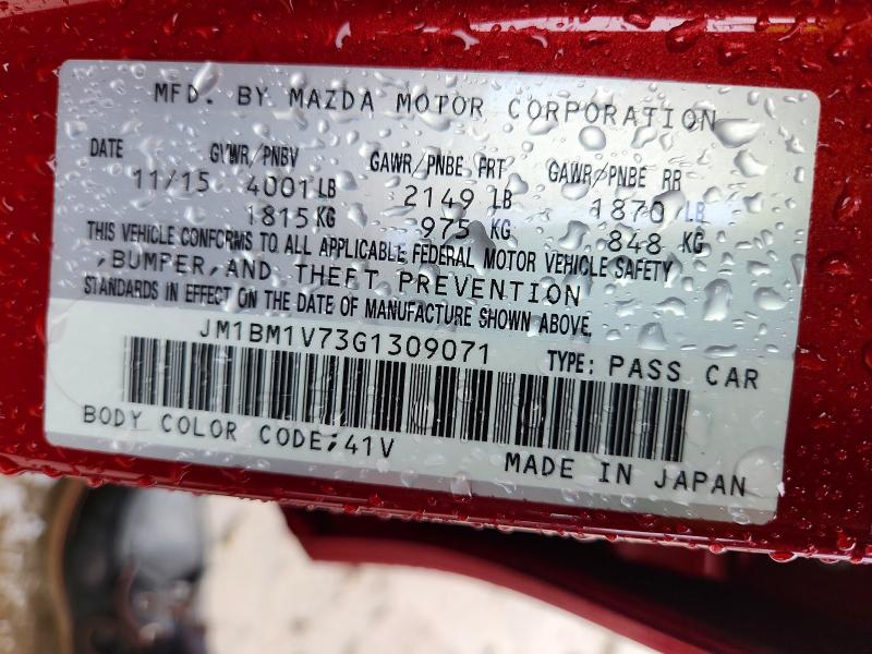 60223906 :رقم المزاد ، JM1BM1V73G1309071 vin ، 2016 Mazda 3 مزاد بيع