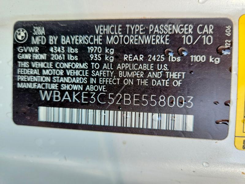 59302186 :رقم المزاد ، WBAKE3C52BE558003 vin ، 2011 Bmw 328 مزاد بيع