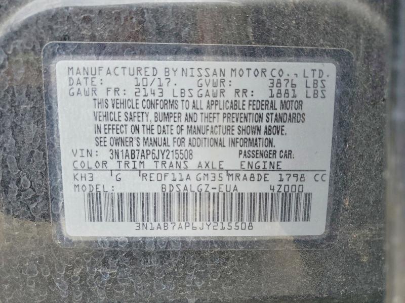 Продажа на аукционе авто 2018 Nissan Sentra, vin: 3N1AB7AP6JY215508, номер лота: 60671096