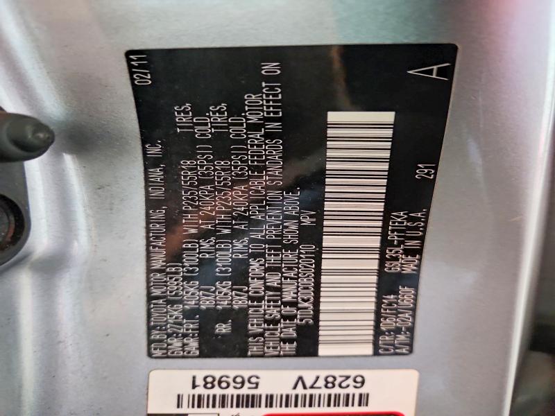 Aukcja sprzedaży 2011 Toyota Sienna, vin: 5TDJK3DC0BS020110, numer aukcji: 61243966