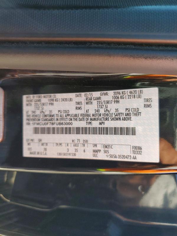 Продаж на аукціоні авто 2015 Ford Escape, vin: 1FMCU0F78FUB63000, номер лоту: 59911286