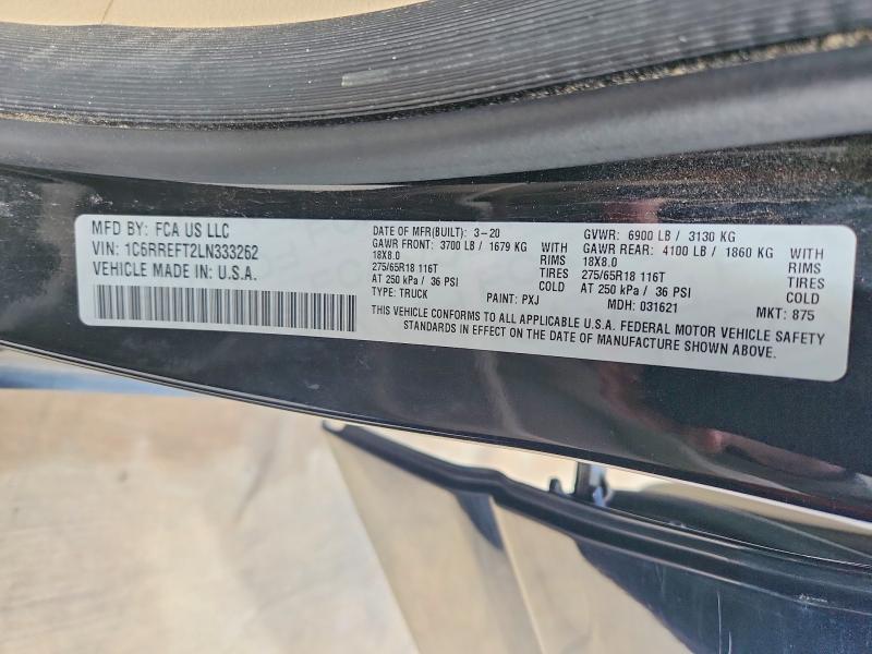 Продажа на аукционе авто 2020 Ram 1500, vin: 1C6RREFT2LN333262, номер лота: 59539776
