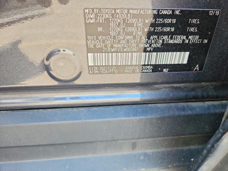 62605286 :رقم المزاد ، 2T3EWRFV3LW065887 vin ، 2020 Toyota Rav4 مزاد بيع