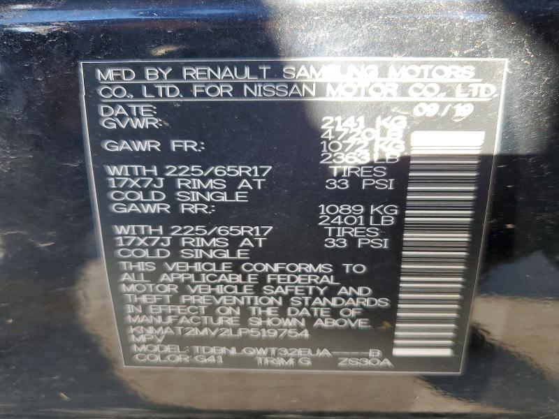 Продажа на аукционе авто 2020 Nissan Rogue, vin: KNMAT2MV2LP519754, номер лота: 62713706