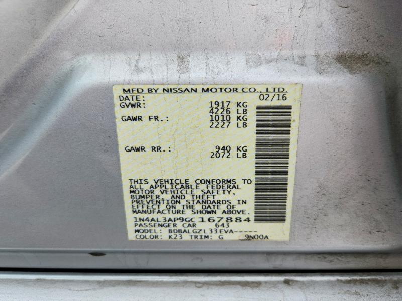 62641116 :رقم المزاد ، 1N4AL3AP9GC167884 vin ، 2016 Nissan Altima مزاد بيع