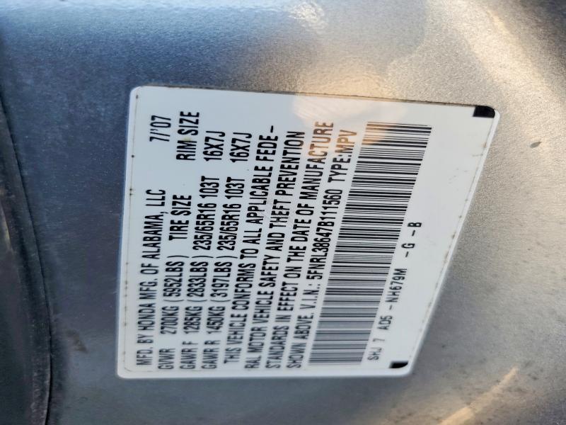 Aukcja sprzedaży 2007 Honda Odyssey, vin: 5FNRL38647B111560, numer aukcji: 60432746