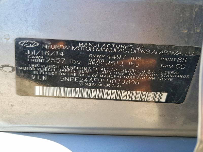 2015 Hyundai Sonata მანქანა იყიდება აუქციონზე, vin: 5NPE24AF9FH039806, აუქციონის ნომერი: 61970676