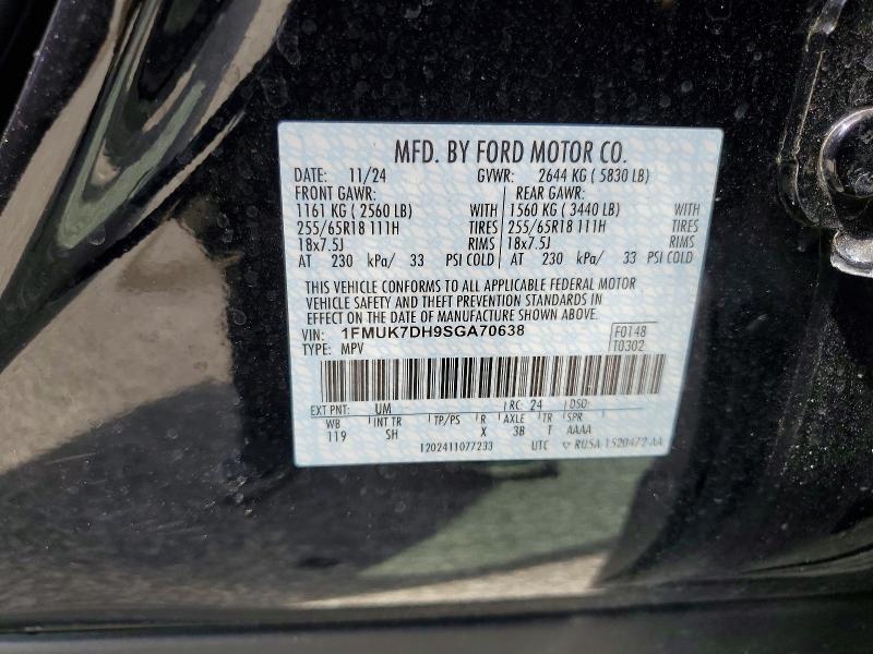 60391186 :رقم المزاد ، 1FMUK7DH9SGA70638 vin ، 2025 Ford Explorer مزاد بيع