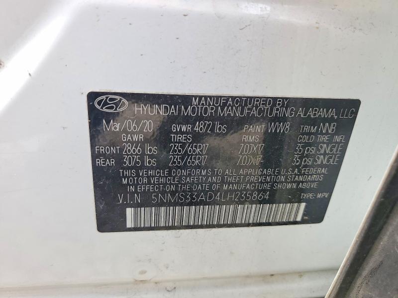 Продаж на аукціоні авто 2020 Hyundai Santa Fe, vin: 5NMS33AD4LH235864, номер лоту: 61420256