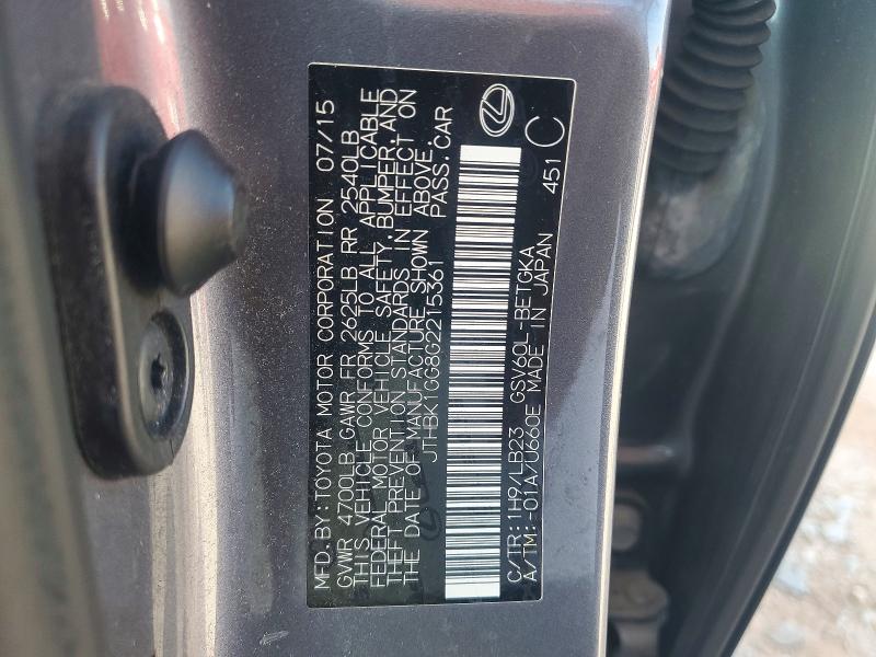 60503606 :رقم المزاد ، JTHBK1GG8G2215361 vin ، 2016 Lexus Es مزاد بيع