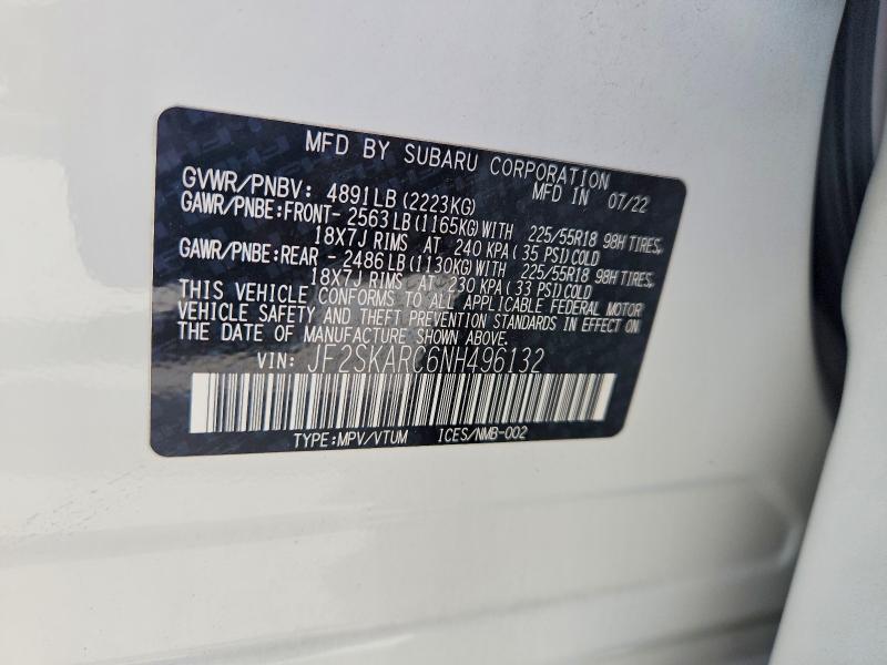 Продажа на аукционе авто 2022 Subaru Forester, vin: JF2SKARC6NH496132, номер лота: 59370446