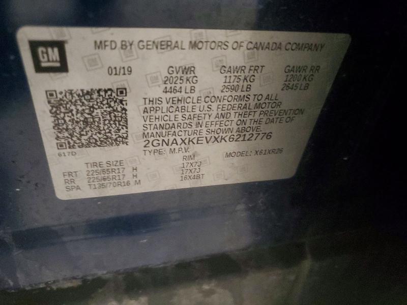 Aukcja sprzedaży 2019 Chevrolet Equinox, vin: 2GNAXKEVXK6212776, numer aukcji: 60867686