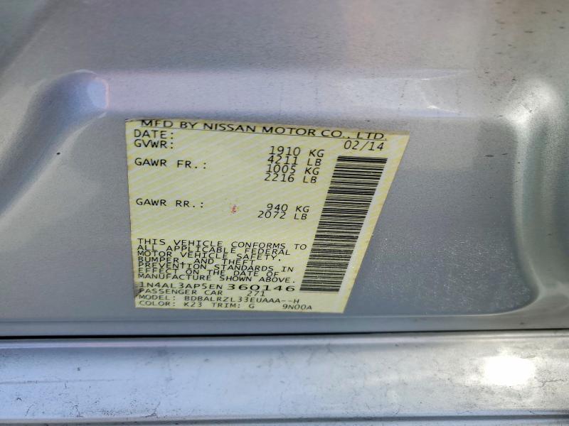 59322256 :رقم المزاد ، 1N4AL3AP5EN360146 vin ، 2014 Nissan Altima مزاد بيع