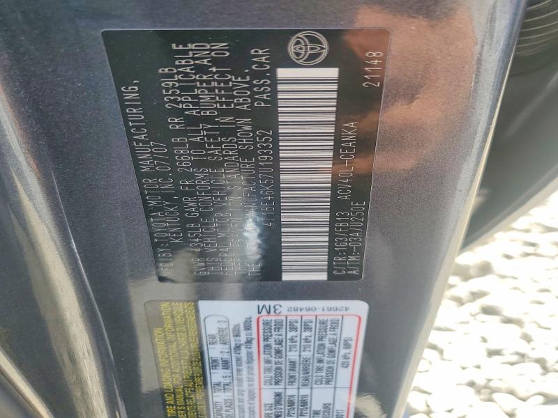 63382926 :رقم المزاد ، 4T1BE46K57U193352 vin ، 2007 Toyota Camry مزاد بيع