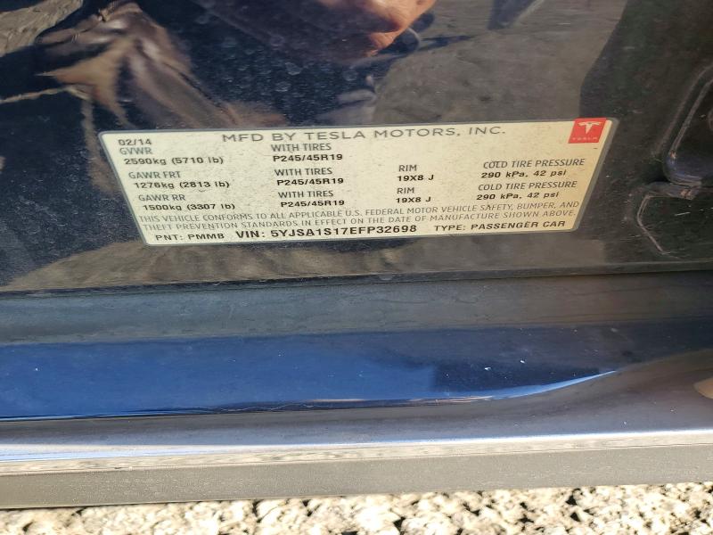 60838156 :رقم المزاد ، 5YJSA1S17EFP32698 vin ، 2014 Tesla Model S مزاد بيع