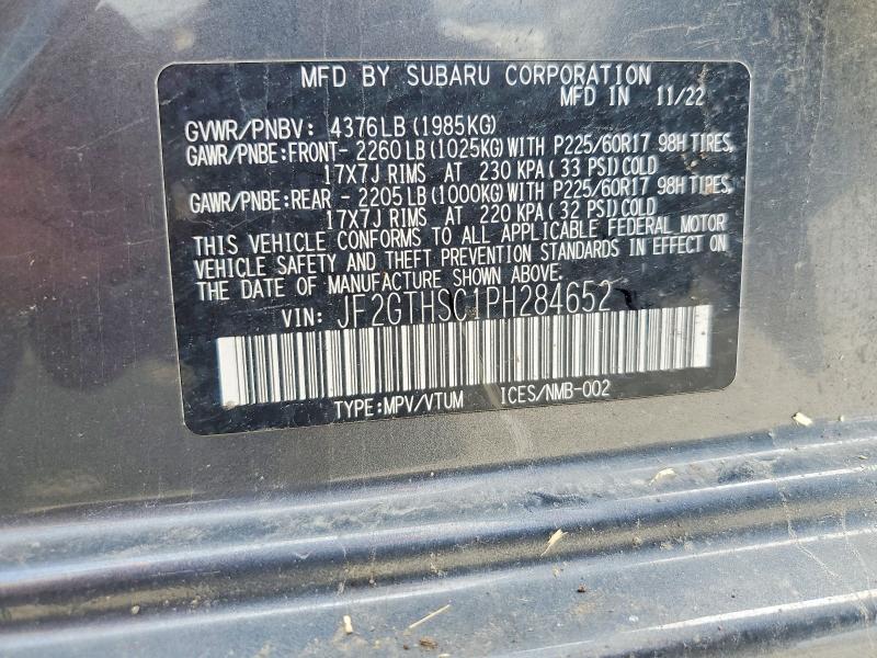 Aukcja sprzedaży 2023 Subaru Crosstrek, vin: JF2GTHSC1PH284652, numer aukcji: 62476196