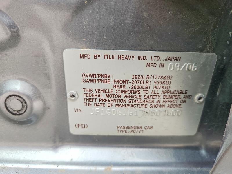 Продаж на аукціоні авто 2007 Subaru Impreza, vin: JF1GD61617H507600, номер лоту: 59401426