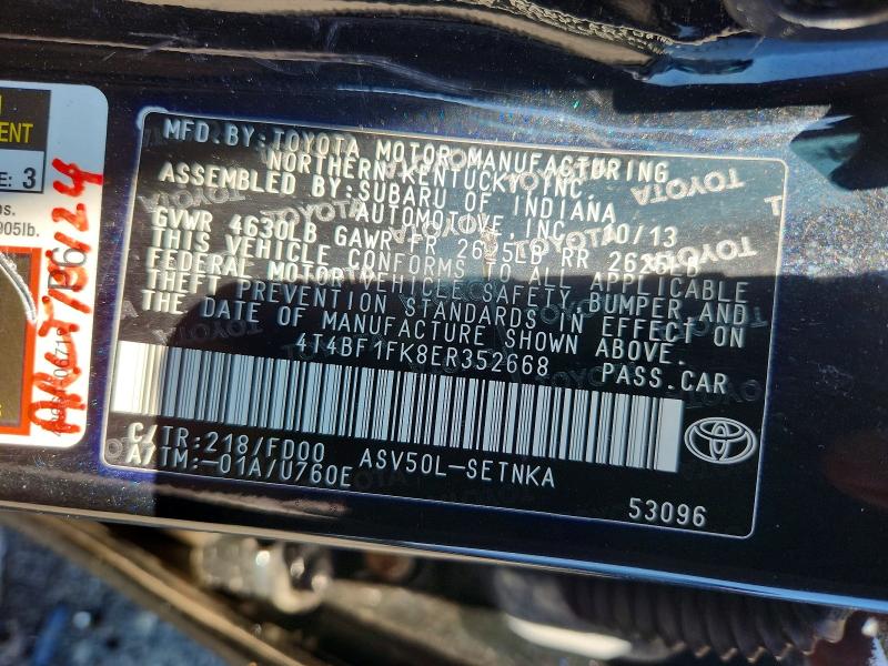 Продаж на аукціоні авто 2014 Toyota Camry, vin: 4T4BF1FK8ER352668, номер лоту: 59580296