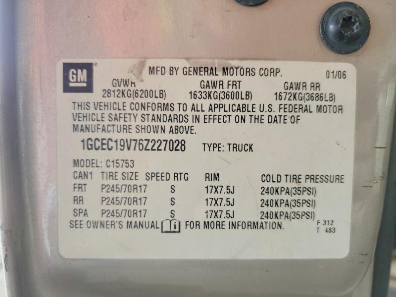 Aukcja sprzedaży 2006 Chevrolet Silverado, vin: 1GCEC19V76Z227028, numer aukcji: 60512246