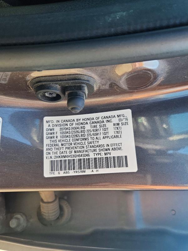 2016 Honda Cr-v მანქანა იყიდება აუქციონზე, vin: 2HKRM4H53GH645046, აუქციონის ნომერი: 60592876