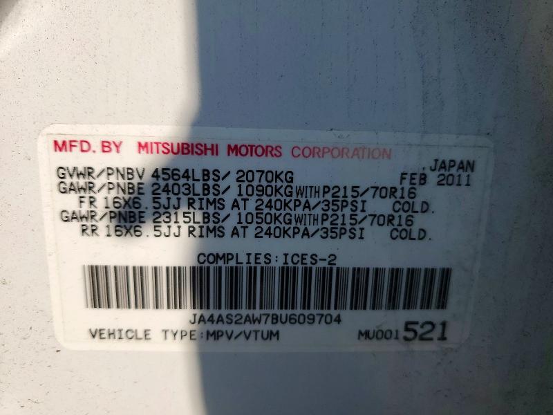 Aukcja sprzedaży 2011 Mitsubishi Outlander, vin: JA4AS2AW7BU609704, numer aukcji: 61136136