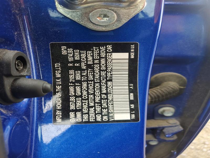 2020 Honda Civic მანქანა იყიდება აუქციონზე, vin: SHHFK7H60LU204386, აუქციონის ნომერი: 59591856