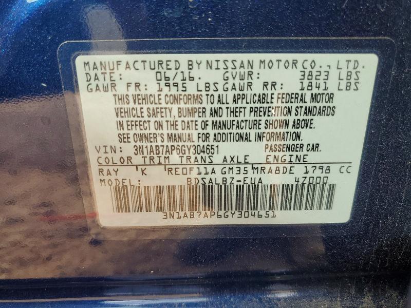 Продаж на аукціоні авто 2016 Nissan Sentra, vin: 3N1AB7AP6GY304651, номер лоту: 62007766
