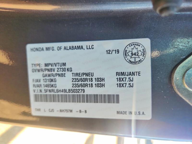 Продажа на аукционе авто 2020 Honda Odyssey, vin: 5FNRL6H49LB503279, номер лота: 61013996