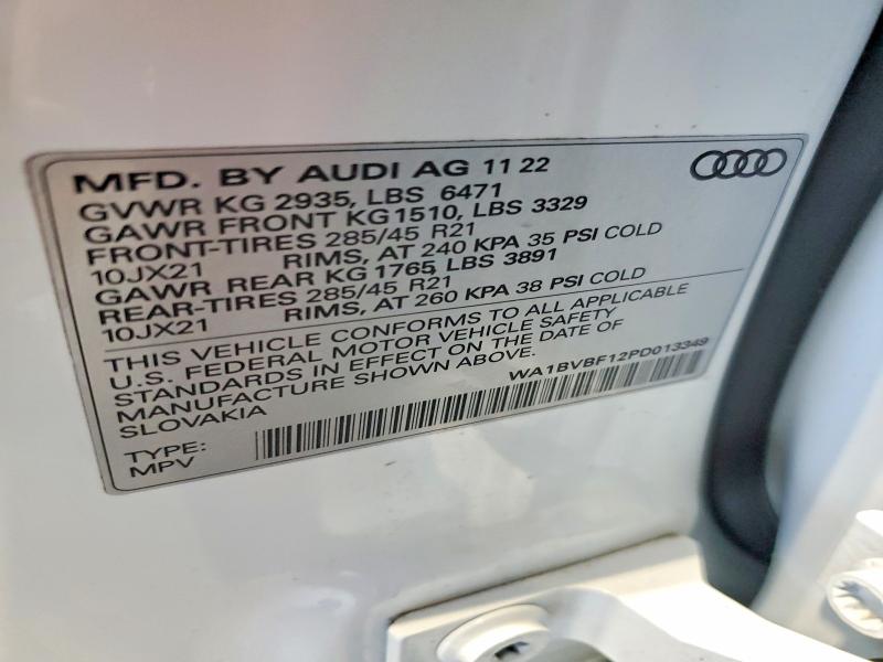 Продажа на аукционе авто 2023 Audi Q8, vin: WA1BVBF12PD013349, номер лота: 58976716
