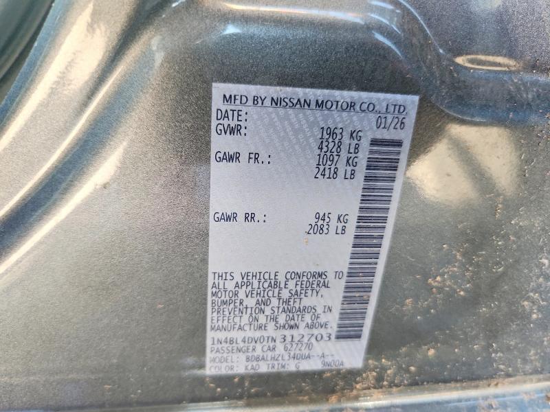 Продаж на аукціоні авто 2026 Nissan Altima, vin: 1N4BL4DV0TN312703, номер лоту: 62446766