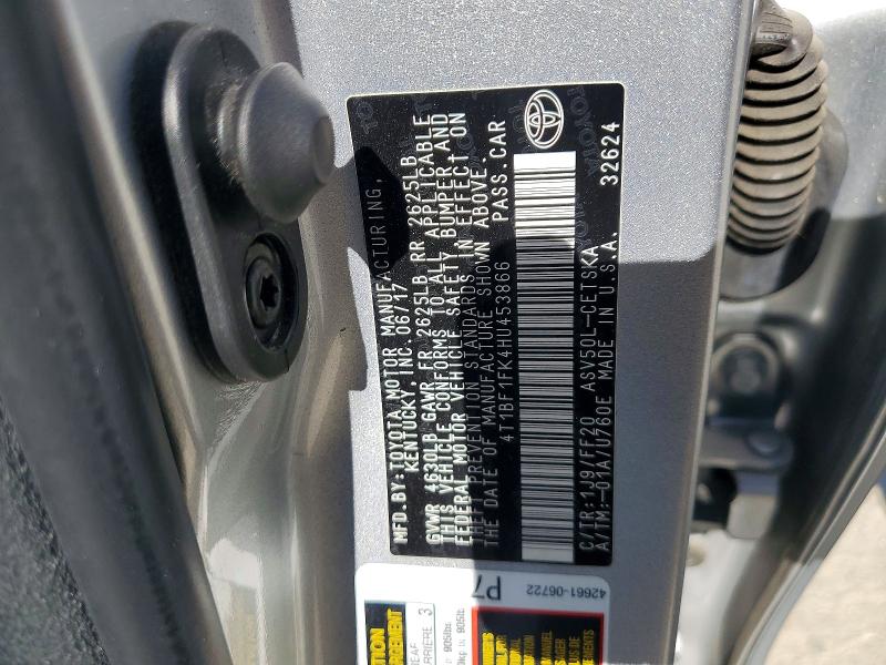 Продажа на аукционе авто 2017 Toyota Camry, vin: 4T1BF1FK4HU453866, номер лота: 55808526