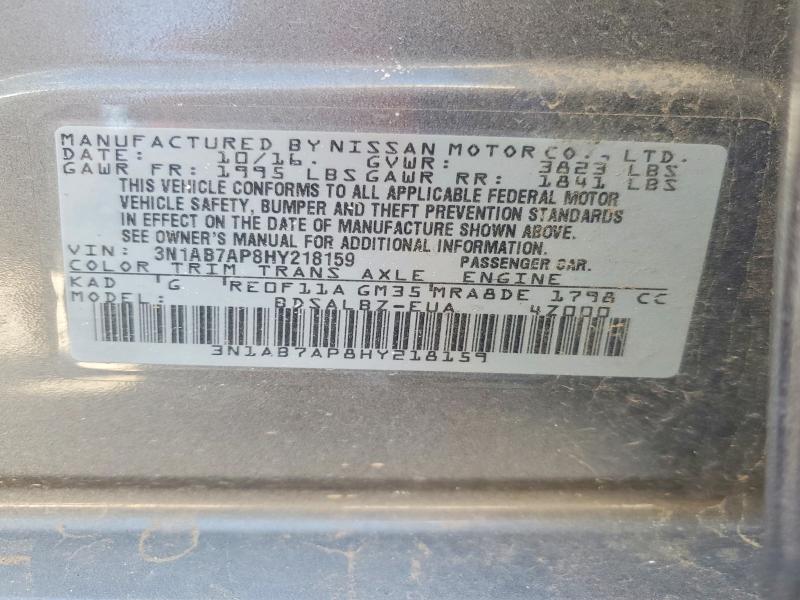Продажа на аукционе авто 2017 Nissan Sentra, vin: 3N1AB7AP8HY218159, номер лота: 62680826