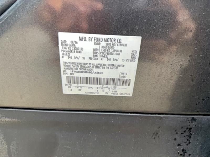 Продаж на аукціоні авто 2017 Ford Explorer, vin: 1FM5K8D88HGA45670, номер лоту: 60135736
