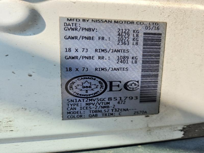 Aukcja sprzedaży 2016 Nissan Rogue, vin: 5N1AT2MV5GC851793, numer aukcji: 60080506
