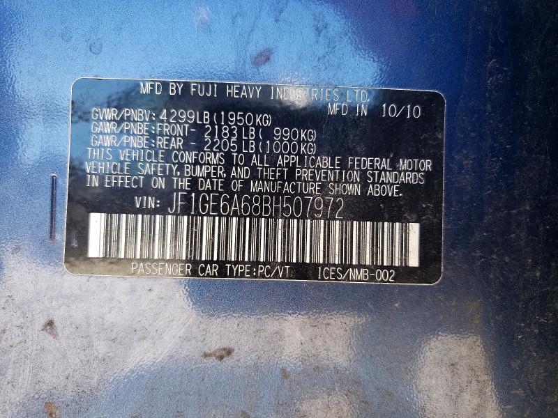 62838856 :رقم المزاد ، JF1GE6A68BH507972 vin ، 2011 Subaru Impreza مزاد بيع