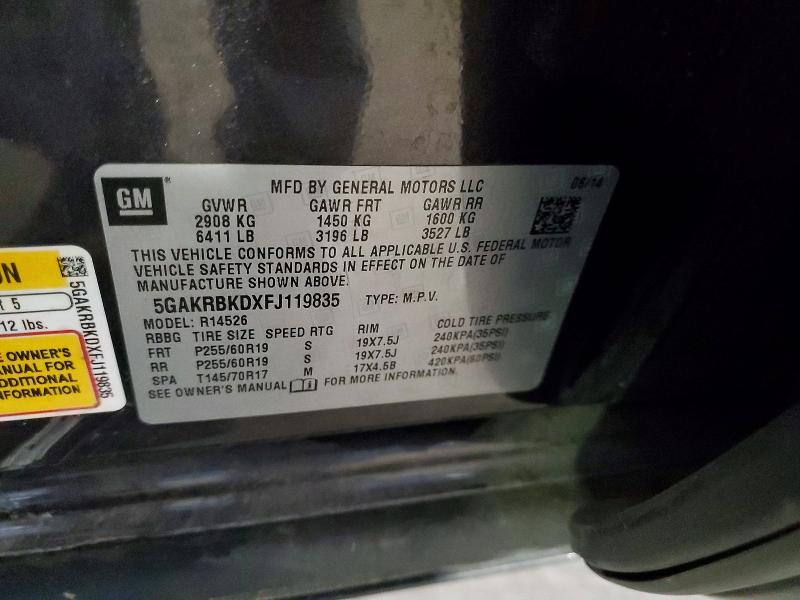 2015 Buick Enclave მანქანა იყიდება აუქციონზე, vin: 5GAKRBKDXFJ119835, აუქციონის ნომერი: 62831916