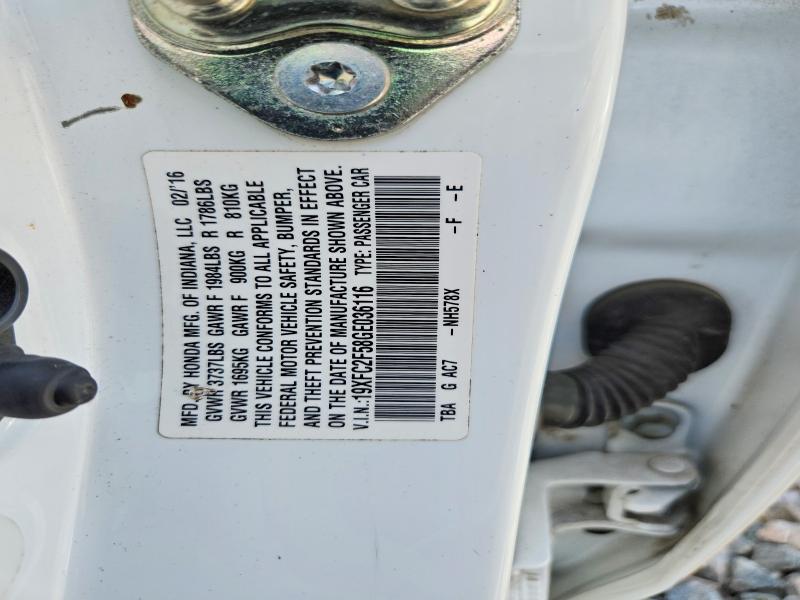 61978896 :رقم المزاد ، 19XFC2F58GE036116 vin ، 2016 Honda Civic مزاد بيع