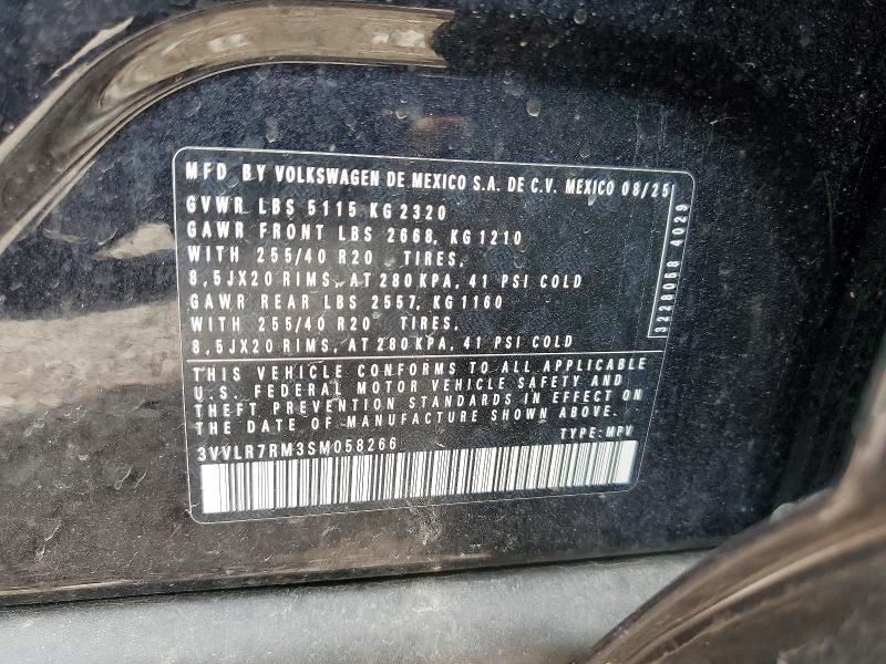 62871116 :رقم المزاد ، 3VVLR7RM3SM058266 vin ، 2025 Volkswagen Tiguan مزاد بيع