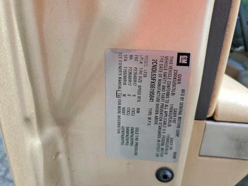 2006 Chevrolet Equinox მანქანა იყიდება აუქციონზე, vin: 2CNDL63FX66195841, აუქციონის ნომერი: 61301536