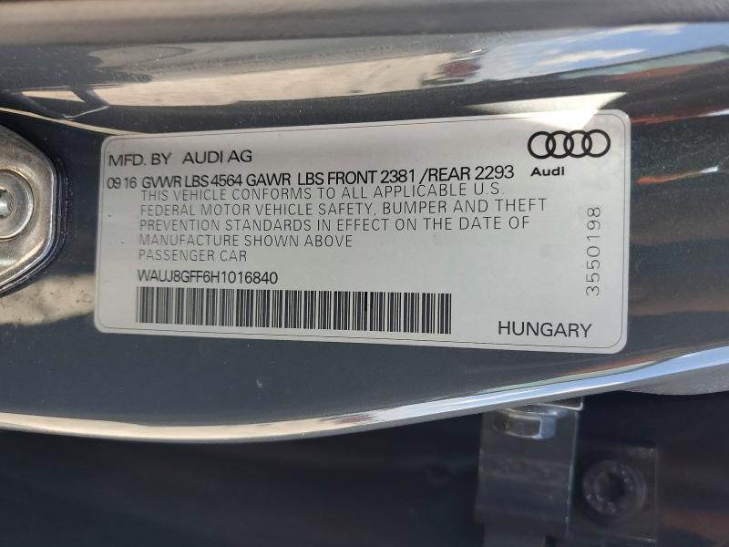 Продажа на аукционе авто 2017 Audi A3, vin: WAUJ8GFF6H1016840, номер лота: 62703676